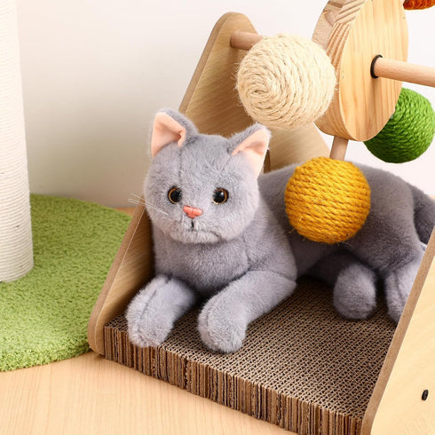 Gadpiparty Stuffed Cats Plush Cat Doll, Realistic Soft Plush Cat Toy for Adults, 12 Inch Grey Cat Stuffed Animal