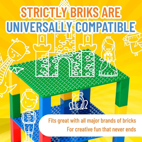 Strictly Briks Compatible with Lego Classic Stackable Baseplates, 4 Base Plates & 30 Stackers, Red, Green, Blue &