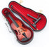 Dselvgvu Wooden Miniature Violin with Stand, Bow & Case - Mini Musical Instrument Dollhouse Model Decoration