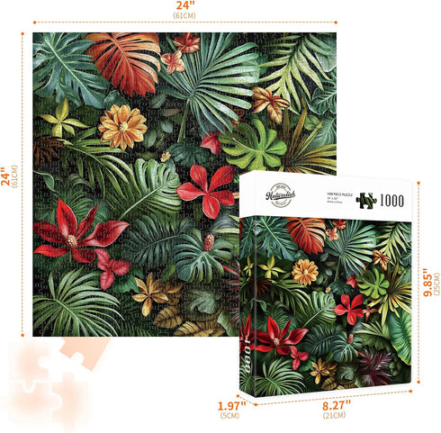 1000 24x24 Inches, Jigsaw Puzzles for Adults Pieces, Tropical Rainforest Plants Square Challenging Unique Puzzle