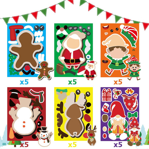 Funnlot Christmas Party Games for Kids, Make Your Own Christmas Stickers, 24 PCS
