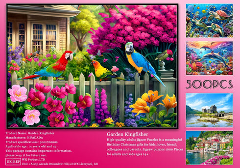 500 Piece Jigsaw Puzzle for Adults, Flowers & Birds Puzzles, Finished Size 19.3" x 13.7"