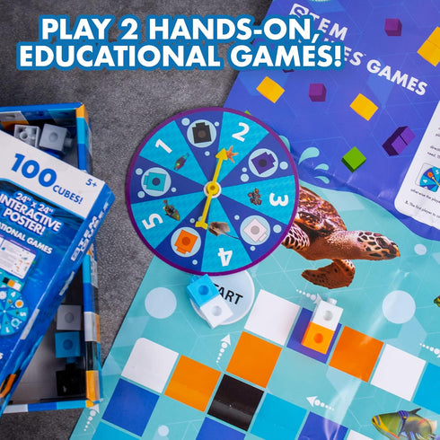 Ocean Animals STEM Cubes, Build, Learn & Create with 100+ Math Cubes Manipulatives, Educational Games for Kids