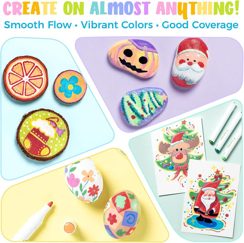 3-14 Ohuhu Acrylic Paint Markers Ultra-Washable Markers for Kids Bullet Tip Paint Pens for Rock Painting Easter Eggs