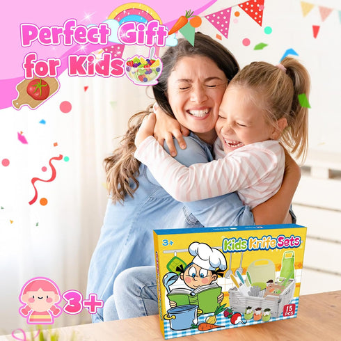 Windidi 3 4 5 6 7 8 9 10 Set Set, Montessori Toys for Year Old Girls Boys Birthday Gifts,Kids Kitchen Knife for Real