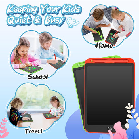 SOOOO LCD Writing Tablet for Kids, 2 Pack 10 Inch Colorful Doodle Board for Ages 3-7, Educational Sketch Pad