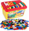 burgkidz Building Bricks, 568 Pieces Classic Building Blocks with Wheels, Door, Window, Storage Box, STEM Educational