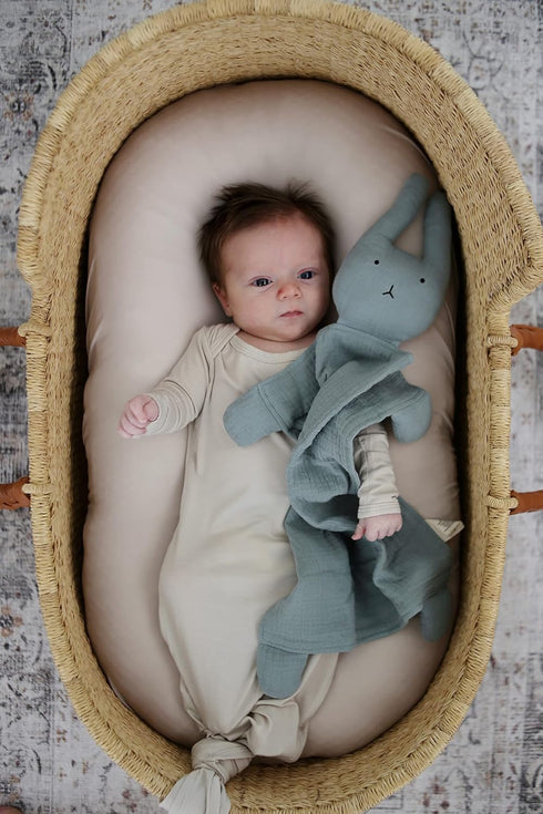 12 15 Marlowe & Co Organic Cotton Muslin Bunny Lovey Security Blanket, in x in (Sage)
