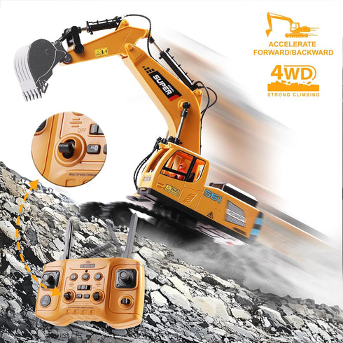Boys,16 3-5 4-7 8-12 ViRockSign Remote Control Excavator Toys for Channel RC Excavator Construction Toys with Metal