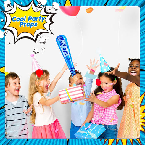 WILLBOND 48 Pcs Inflatable Baseball Bat Bulk, Party Favors Decorations with Pump for Sports Theme Supplies