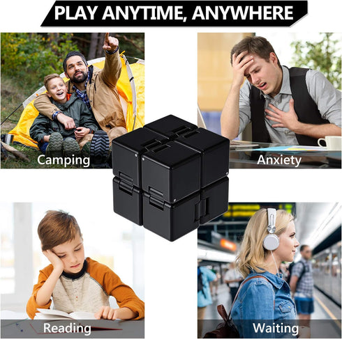 2 Packs Infinity Cube Toys, Mini Infinity Cube Desk Toy for Stress Relief, ADHD Desk Toy for Adults (Black, White)