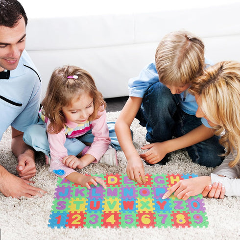 36Pcs Mini Number Alphabet,Toddle Alphabet Puzzle Table Mat for Learning, Baby Foam Play Mat for Early Childhood