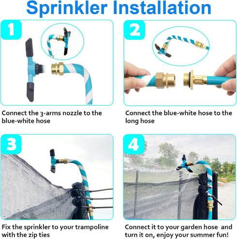 FCLLD Summer Trampoline Sprinkler for Kids Backyard Water Park Net Friendly WaterWhirl Outdoor Game Toys Adjustable
