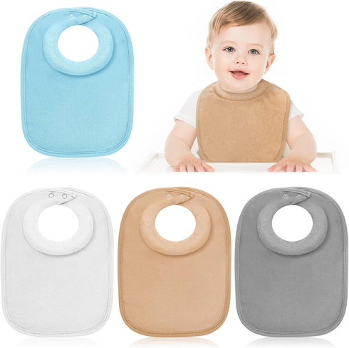 4 Pcs Baby Bibs Feeding Bib for Drooling and Teething, Comfy Neck Baby Bib with Padded Collar
