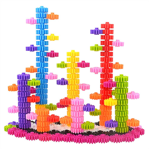 Gears Interlocking Learning Set, 180 Pcs STEM Construction Toy Set for Kids, 10 Colors