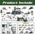 Set 13 XDUOYJOY Military Base Toy, Army Toys with Vehicles Airplane Tank Trucks Helicopter Fighter Jet, Play Mat