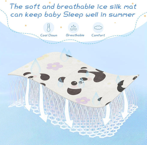 SyXIOP 28" 52" Cute Cartoon White Panda Cooling Baby Waterproof Crib Mattress Protector x Ultra Soft Mattress pad Cover
