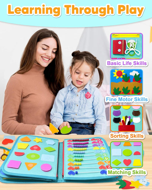 Exorany Busy Board Montessori Toys for Toddler Boy Girl Birthday Gifts, Busy Book Sensory Learning Toys for Toddlers
