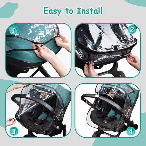 Rain Cover, Compatible with Doona Infant Car Seat Stroller, Protects from Rain, Snow, Wind, Cold, Side Ventilation