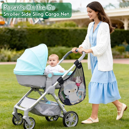 Guiseapue Baby Side Sling Stroller Cargo Net: Universal Stroller Organizer Attachment for Storage, Mesh Bag Storage