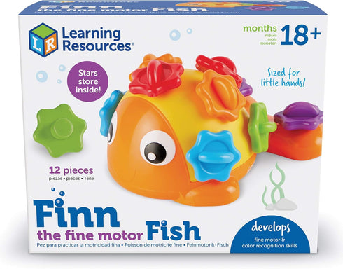 Learning Resources Finn the Fine Motor Fish, 12 Pieces, Fine Motor and Sensory Toy for Toddlers