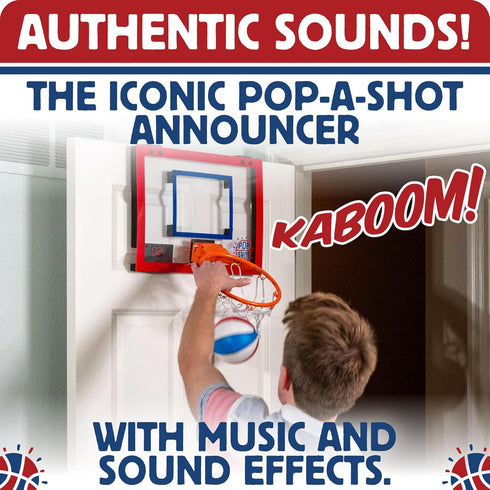 Pop-A-Shot Super Slam Mini Basketball Hoop for Kids and Adults | 2 Basketballs and Pump | Breakaway Rim