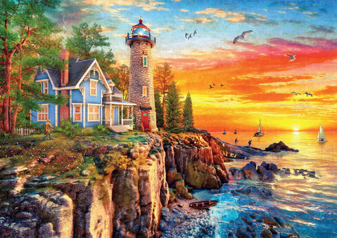 Buffalo Games - Dominic Davison - Rocky Cliff Lighthouse - 300 Piece Jigsaw Puzzle for Families