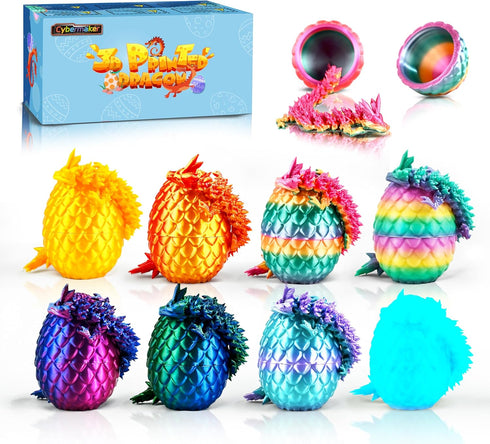 8pcs 3D Printed Dragon, Articulated Dragon Fidget Toys for Desk Decor, Unique