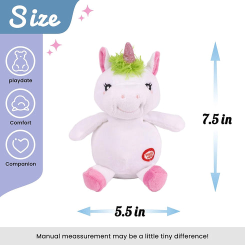 Hopearl Talking Unicorn, Nodding Electric Interactive Toy, Repeats What You Say, Plush Buddy for Toddlers, 7.5''