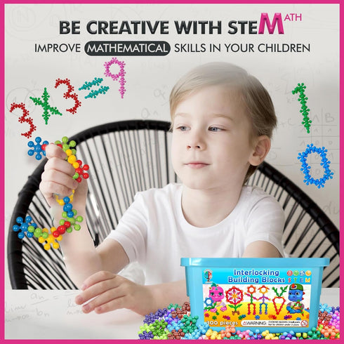 300 Pieces Building Blocks - Kids STEM Educational Toys, Interlocking Discs Sets for Preschool Boys and Girls Aged 3+