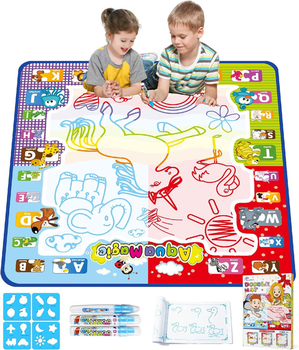 Jasonwell Aqua Water Doodle Mat 31 X 31 Inches, Extra Large Magic Drawing Mat, Educational Gifts for Kids Age 2-8