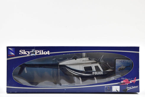 NewRay 206 1/34 Bell Helicopter Dark Blue and White Police Sky Pilot Series Diecast Model by New Ray