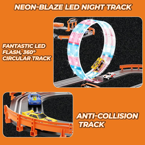 2-in-1 Sets 2 Counter 8-12 Slot Car Race Track - Electric Race Car Track with High-Speed Racing Cars, Dual Racing Game