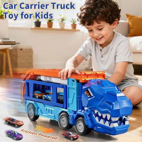 GYYCKTD 3 4 5 6 7 8 Playset 12 2-Tier 3-5 4-8 Race Track Truck Toys for Years Old Boys, Carrier Vehicle with Die-Cast