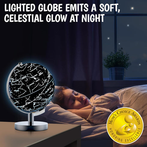 USA Toyz Illuminated Globe for Kids Learning, 3-in-1 STEM Kids Globe with Stand, LED Light, 9.75” Tall