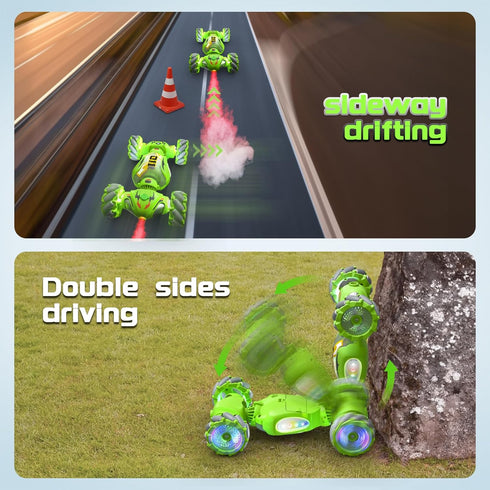360-degree car,4WD 6-12 Resosese RC Stunt Cars Remote Control Car Double-Sided Driving Flips Rotating Toy All Terrain