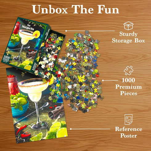1000 27.5" 19.5" Piece Jigsaw Puzzle - The Margarita, Puzzle for Adults, Relaxing Activity, Family Game Night, Cocktail