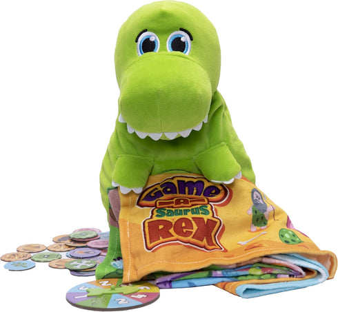 Game-A-Saurus Rex - Play 10 Different Games with Plush Dinosaur | Store Game Pieces Inside Rex