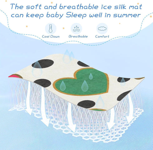 SyXIOP 28" 52" Colorful Heart Polka Dot Cooling Baby Crib Mattress x Breathable Crib Padding for Sides for Kids, Adult