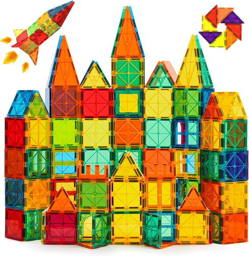 CuteTiger Magnetic Tiles, Magnet Tiles, 100 Pcs Magnetic Building Blocks No Cars,