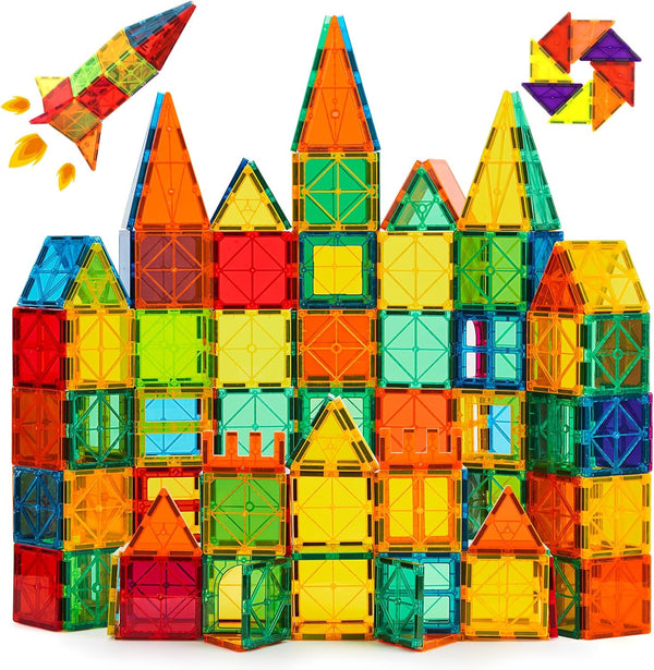 CuteTiger Magnetic Tiles, Magnet Tiles, 100 Pcs Magnetic Building Blocks No Cars,