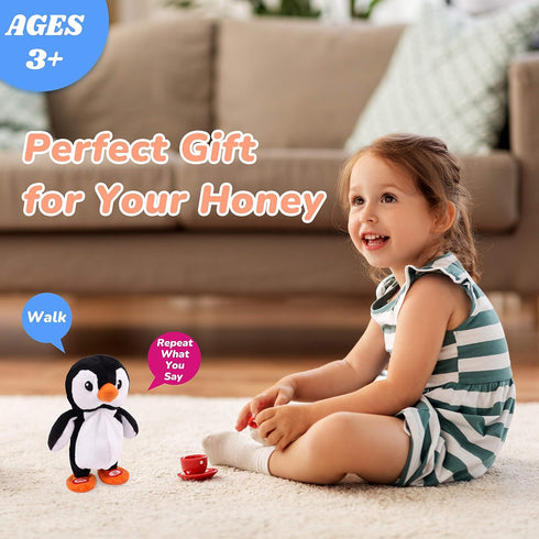 Hopearl Talking Singing Penguin, Interactive Animated Toy that Repeats What You Say, Plush Buddy for Toddlers