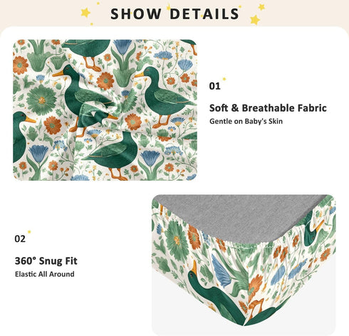 miaozhen 1 Pack 52x28 Cotton Baby Crib Sheets for Boys Girls Comfy Breathable Ghothic Mallard Tarot Style Offwhite