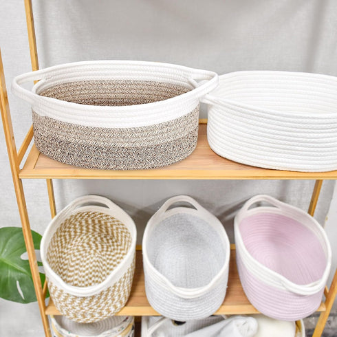 ABenkle Small Basket with Handles - Decorative Durable Rope Woven Storage Bin, Easter Baby Gift Basket