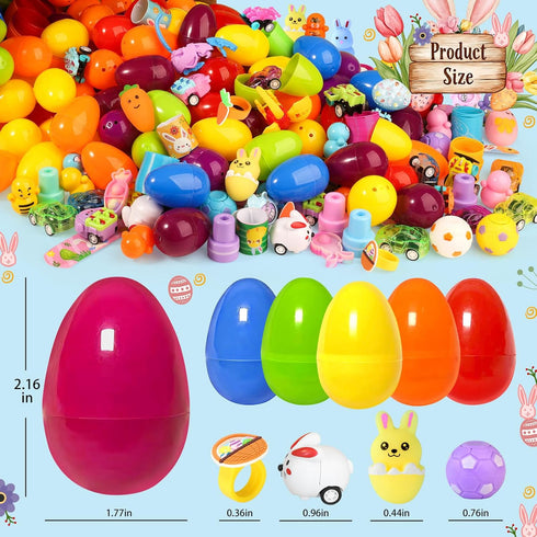 TOAPER 300PCS Prefilled Easter Eggs with Toys, Easter Basket Stuffers, Easter Party Favors, Easter Egg Hunt Prizes