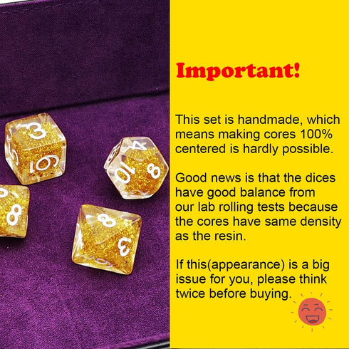 Haxtec Glitter DND Dice Set, 7PCS Polyhedral D D Dice for Roleplaying Games, Compatible with Dungeons and Dragons