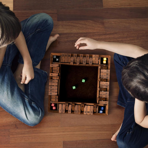 12 ropoda Shut The Box Game, Upgraded Numbers Wooden Board Games for Adult and Kids, Shut The Box Dice Game -Addition