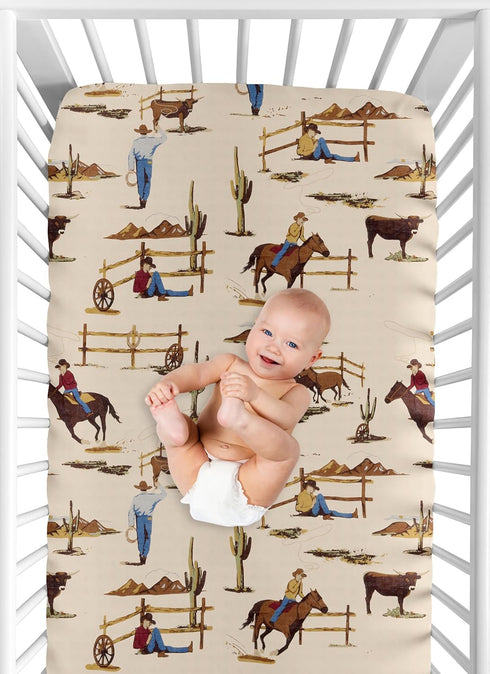 Sweet Jojo Designs Fitted Baby Crib Sheets, Western Cowboy, Standard Size, Boys, Infant Nursery
