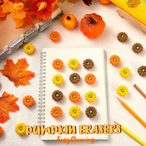 Chuangdi 75 Pcs Pumpkin Erasers Bulk, Fall Mini Novelty Party Pencil Erasers for Kids, Teacher Rewards
