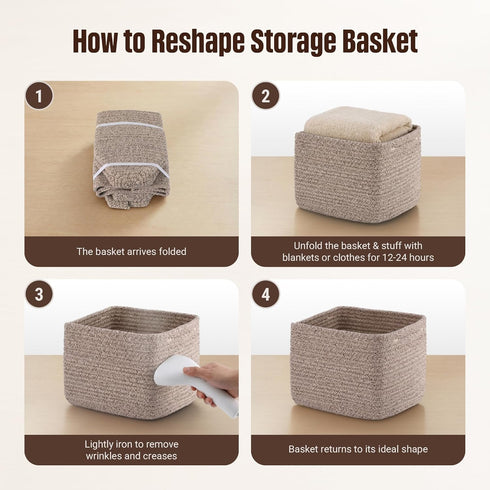 VIRETH HAUS 5-Pack 2 Closet, Storage Cubes Woven Rope Baskets - Sizes Organizer Bins for Shelf, Bookshelf, Nursery